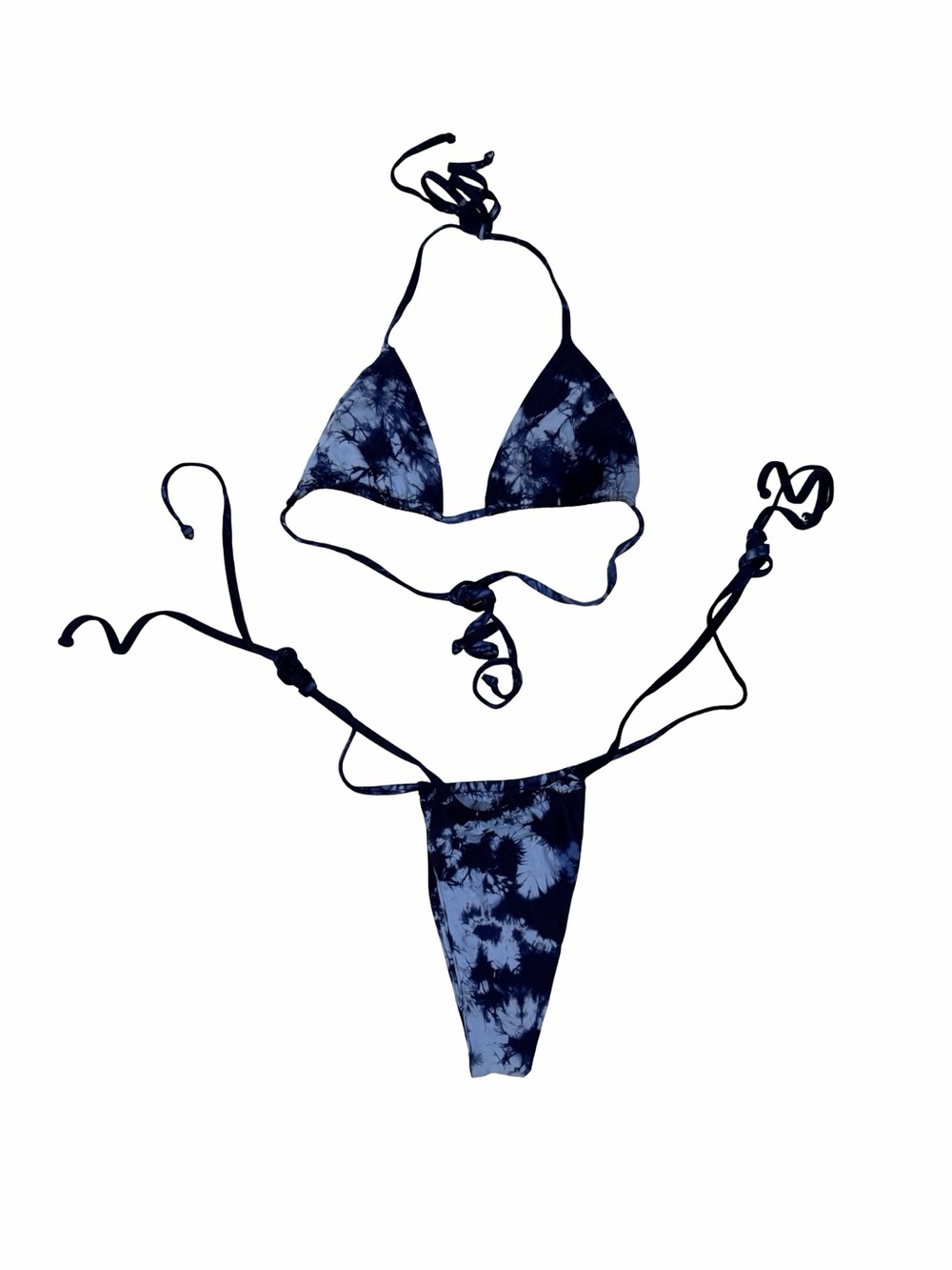 Frankie's Bikinis Blue Tie-Dye Triangle Bikini